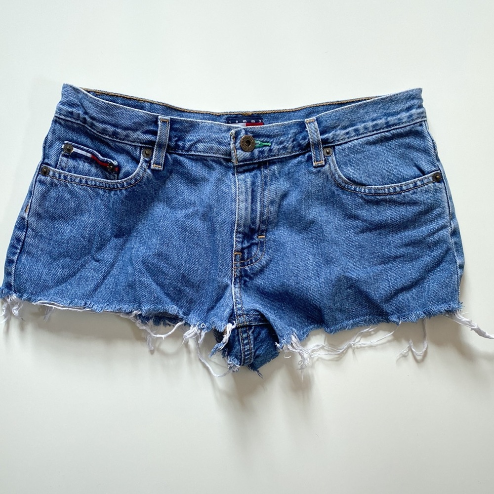 Tommy Jeans Y2K Lowrise Frayed Denim Cutoff Shorts